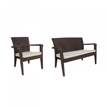 Conjunto de Jardín Mesa Rectangular y 3 Sillas con Cojines Relax Troya Marrón GH91 Conjuntos de Sofás y Mesas Bajas 2
