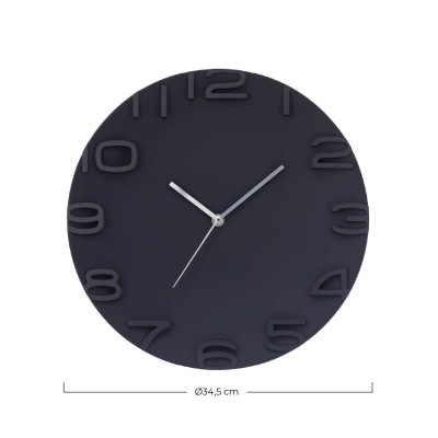 Reloj de Pared Moderno 3D Negro Ø34.5cm Thinia Home Relojes de Pared 3