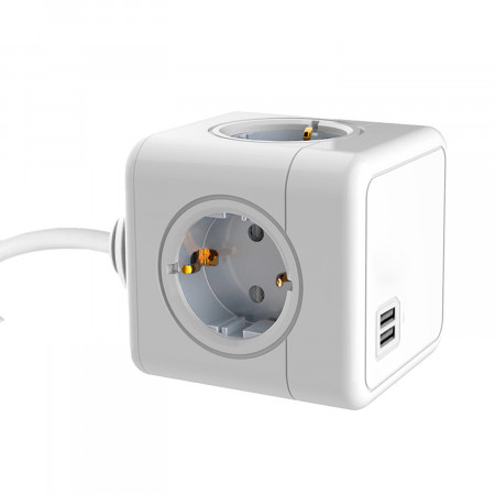 Regleta Cúbica 4 Enchufes Schuko y 2 USB 1.35m Blanco/Gris 7hSevenOn Bases Múltiples 1 Regleta Cúbica 4 Enchufes Schuko y 2 USB 1.35m Blanco/Gris 7hSevenOn Bases Múltiples 1
