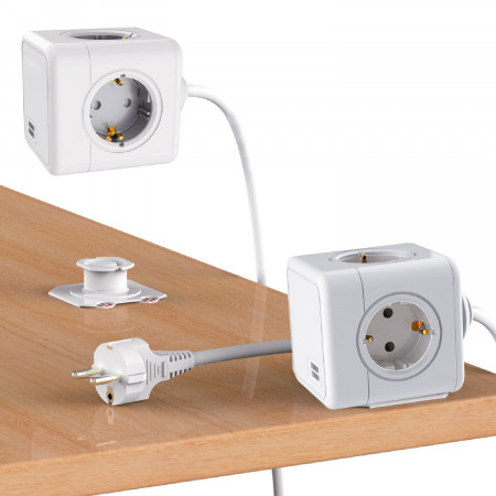 Regleta Cúbica 4 Enchufes Schuko y 2 USB 1.35m Blanco/Gris 7hSevenOn Bases Múltiples 2 Regleta Cúbica 4 Enchufes Schuko y 2 USB 1.35m Blanco/Gris 7hSevenOn Bases Múltiples 2