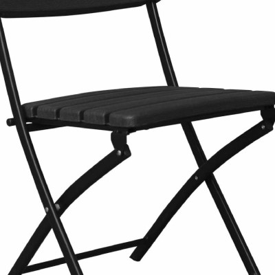 Cadeira rebatível efeito madeira preto 55x46x81cm 7house Cadeiras rebatíveis 4