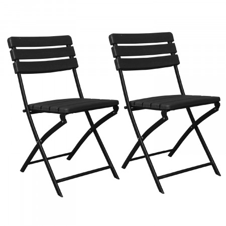 Pack 2 Cadeiras dobráveis com efeito madeira preto 55x46x81cm 7house Cadeiras dobráveis 1
