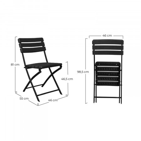Pack 2 Cadeiras dobráveis com efeito madeira preto 55x46x81cm 7house Cadeiras dobráveis 6