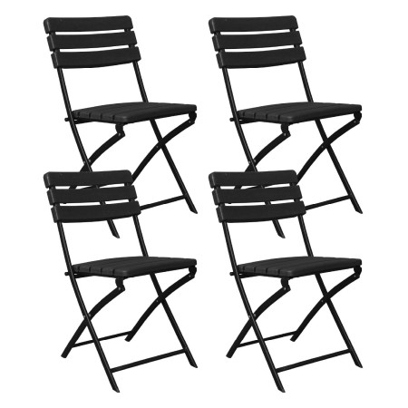 Pack 4 Cadeiras dobráveis com efeito madeira preto 55x46x81cm 7house Cadeiras dobráveis 1