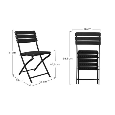 Pack 4 Cadeiras dobráveis com efeito madeira preto 55x46x81cm 7house Cadeiras dobráveis 6