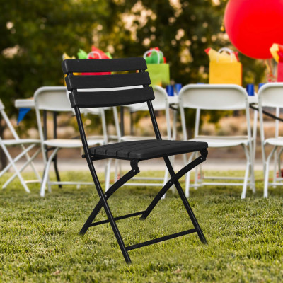 Pack 4 Cadeiras dobráveis com efeito madeira preto 55x46x81cm 7house Cadeiras dobráveis 7