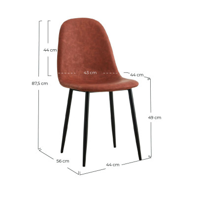 Pack 2 Cadeiras de jantar em pele Mera 56x44x87.5cm Thinia Home Cadeiras de jantar de design 13