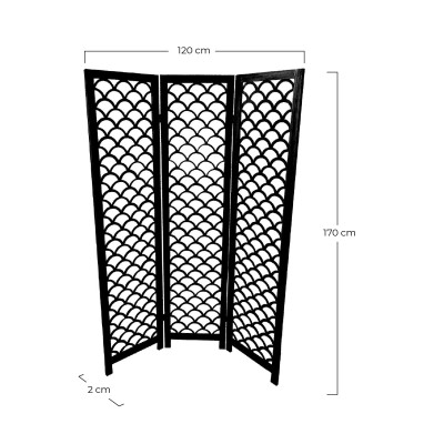 Biombo dobrável de madeira Kapalua 2x120x170cm 7house Biombos dobráveis 6