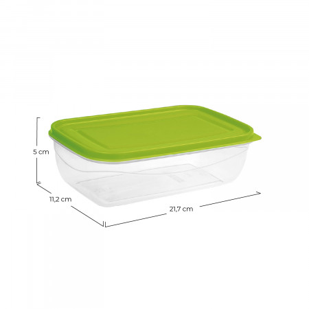 Recipiente Hermético para Alimentos Rectangular con Tapa Verde Colores Surtidos 21.7x11.2x5cm 7house Accesorios de Cocina 2