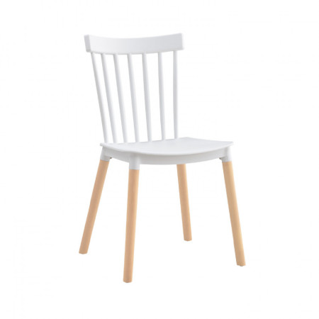 Conjunto Comedor Mesa Rectangular Blanca y 4 Sillas de Madera de Haya Morgan Blanco Thinia Home Conjuntos de Mesa y Sillas de Co