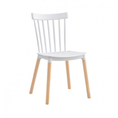 Conjunto Comedor Mesa Rectangular Blanca y 4 Sillas de Madera de Haya Morgan Blanco Thinia Home Conjuntos de Mesa y Sillas de Co