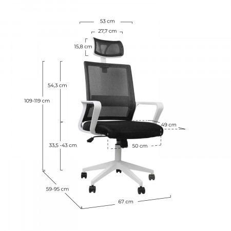 Cadeira de secretária Century com rodas 119x95x67cm Thinia Home Cadeiras de secretária com rodas 13