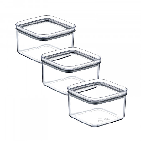 Pack 3 Recipientes herméticos para guardar alimentos Quadrado pequeno 10.5x10.5x7.5cm 7house Acessórios de cozinha 1