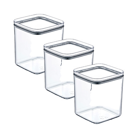 Pack 3 Recipientes Herméticos para Alimentos Mediano Cuadrado 10.5x10.5x13cm 7house Accesorios de Cocina 1