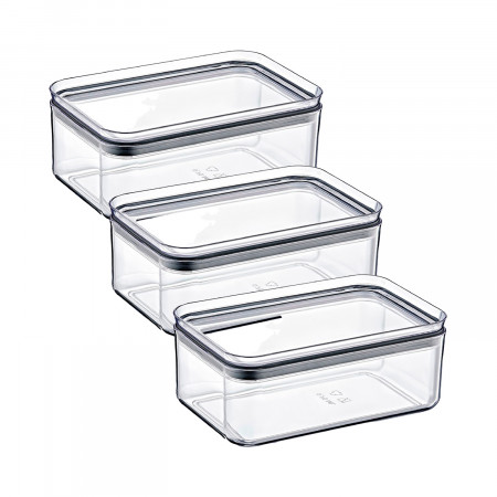 Embalagem com 3 recipientes herméticos para guardar alimentos Pequeno retangular 10.5x16.5x7.5cm 7house Acessórios de cozinha 1