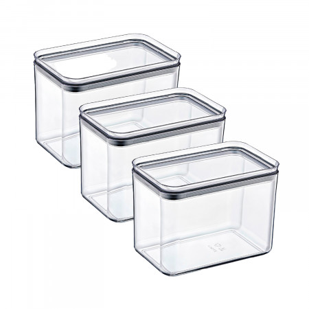 Embalagem 3 recipientes herméticos rectangulares médios para guardar alimentos 10.5x16.5x13cm 7house Acessórios de cozinha 1