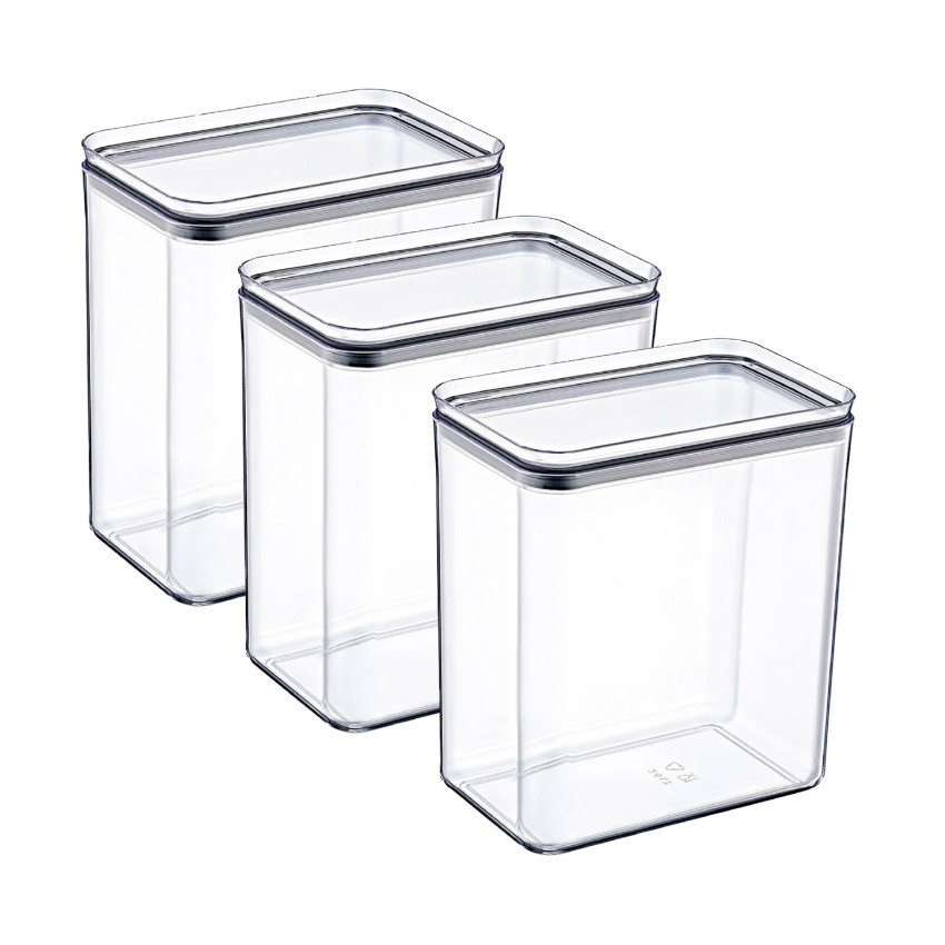 Pack 3 Recipientes Herméticos para Alimentos Grandes Rectangulares 10.5x16.5x19cm 7house Accesorios de Cocina 1