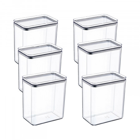 6 embalagens de recipientes rectangulares herméticos grandes para guardar alimentos 10.5x16.5x19cm 7house Acessórios de cozinha 