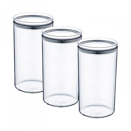 Embalagem 3 recipientes herméticos redondos grandes para alimentos Ø10.5x19cm 7house Acessórios de cozinha 1