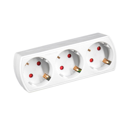 Adapter/Stecker mit 3 Schuko-Steckdosen, vorne, weiß 7hSevenOn