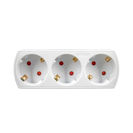 Adaptador/Conector 3 Tomas Schuko Frontal Blanco 7hSevenOn Bases Múltiples 2