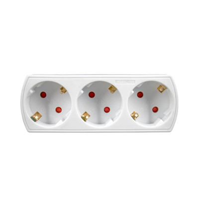 Adapter/Stecker mit 3 Schuko-Steckdosen, vorne, weiß 7hSevenOn