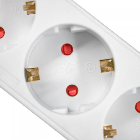 Adaptador/Conector 3 Tomas Schuko Frontal Blanco 7hSevenOn Bases Múltiples 4