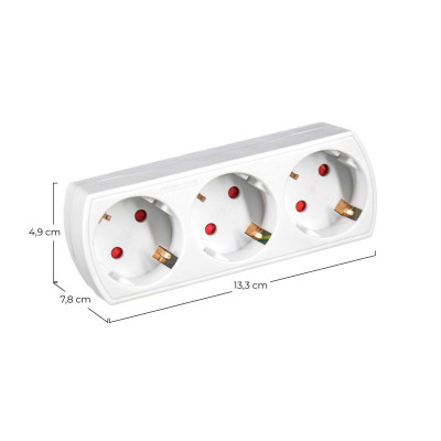 Adaptador/Conexão 3 Tomadas Schuko Frente Branco 7hSevenOn Tomadas múltiplas 5