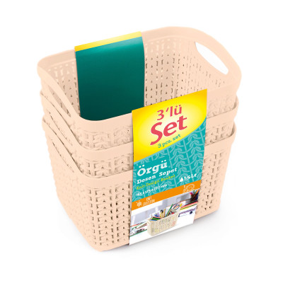 Kit 3 Cestas Rectangulares 1,5 Litros 7house Ordenación Baño 12