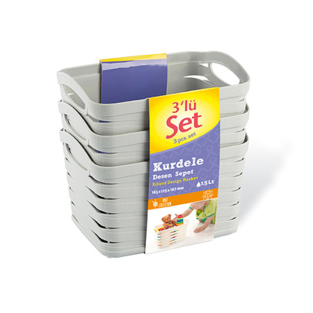 Kit 3 cestos rectangulares médios de 1,5 litros 7house Casa de banho arrumada 4