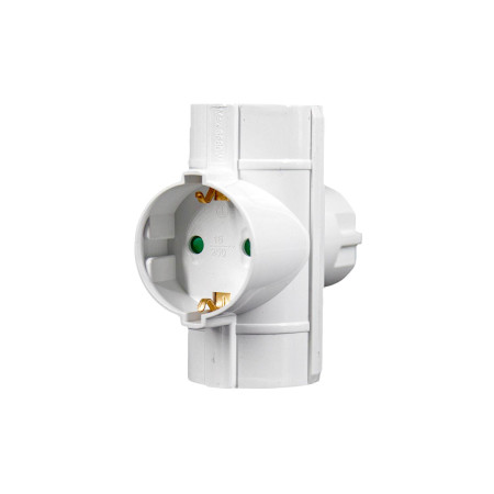 Adaptador/Conector 3 Tomas Schuko Lateral Blanco 7hSevenOn Bases Múltiples 2