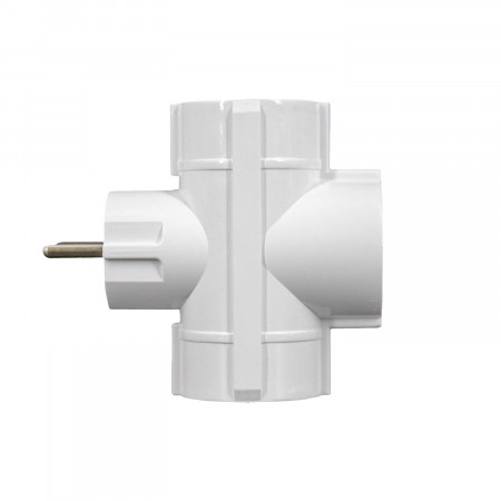 Adaptador/conetor 3 tomadas Schuko laterais Branco 7hSevenOn Bases múltiplas 4