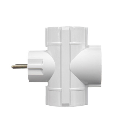 Adaptador/Conector 3 Tomas Schuko Lateral Blanco 7hSevenOn Bases Múltiples 4