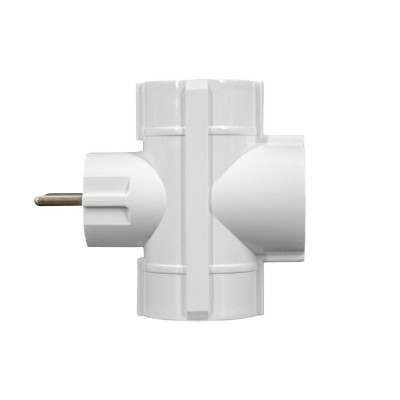 Adaptador/conetor 3 tomadas Schuko laterais Branco 7hSevenOn Bases múltiplas 4