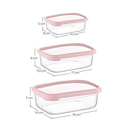 Set 3 Recipientes Herméticos para Alimentos, de forma Rectangular 7house Accesorios de Cocina 4