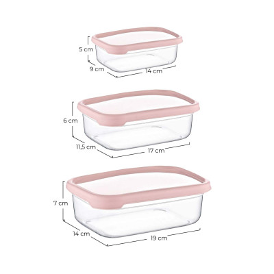 Set 3 Recipientes Herméticos para Alimentos, de forma Rectangular 7house Accesorios de Cocina 4