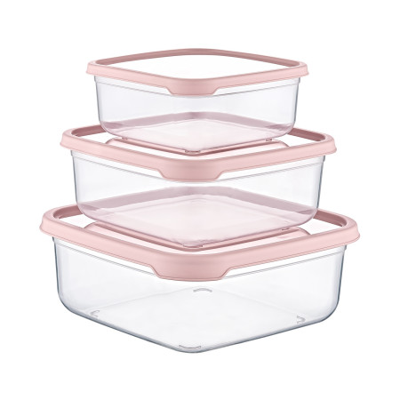 Conjunto de 3 recipientes herméticos para guardar alimentos, quadrados 7house Acessórios de cozinha 1