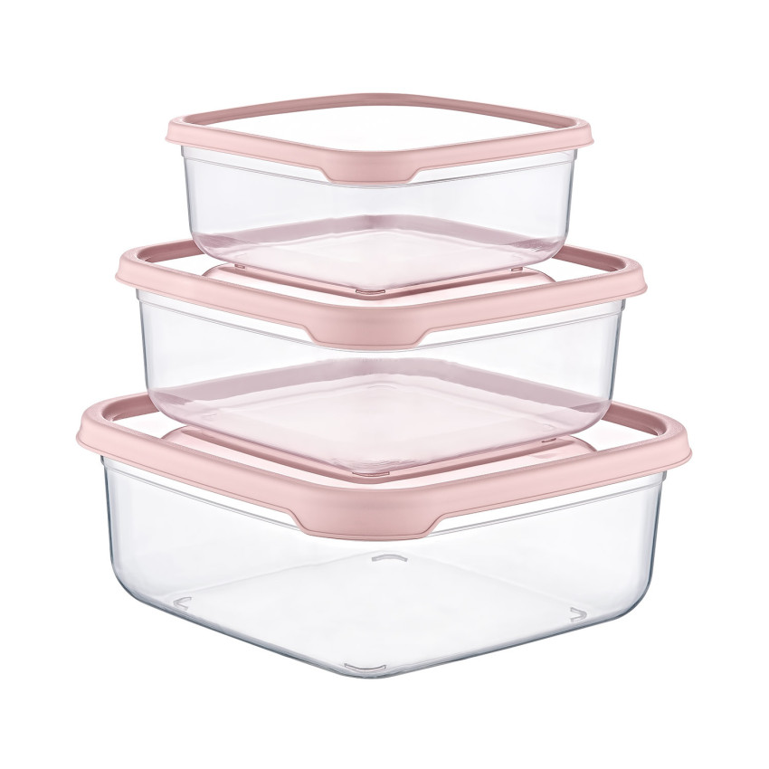 Conjunto de 3 recipientes herméticos para guardar alimentos, quadrados 7house Acessórios de cozinha 1