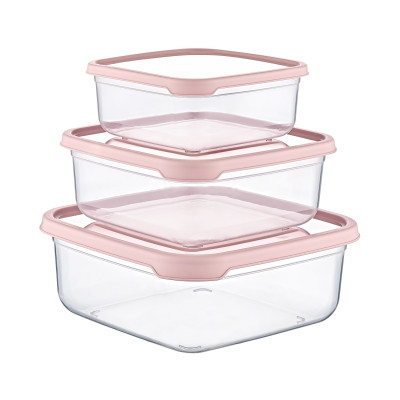 Conjunto de 3 recipientes herméticos para guardar alimentos, quadrados 7house Acessórios de cozinha 1