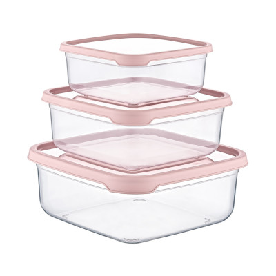 Set 3 Recipientes Herméticos para Alimentos, de forma Cuadrada 7house Accesorios de Cocina 1