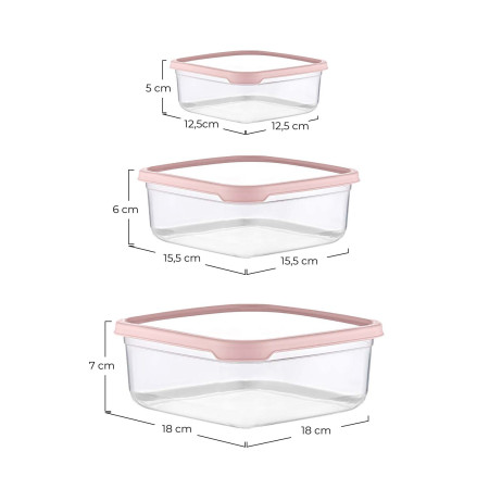 Conjunto de 3 recipientes herméticos para guardar alimentos, quadrados 7house Acessórios de cozinha 4