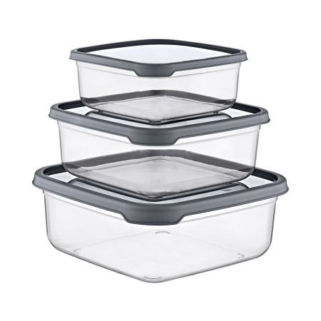 Set 3 Recipientes Herméticos para Alimentos, de forma Cuadrada 7house Accesorios de Cocina 1