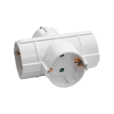 Adaptador/Conector 3 Tomas Schuko Lateral Blanco 7hSevenOn Bases Múltiples 1