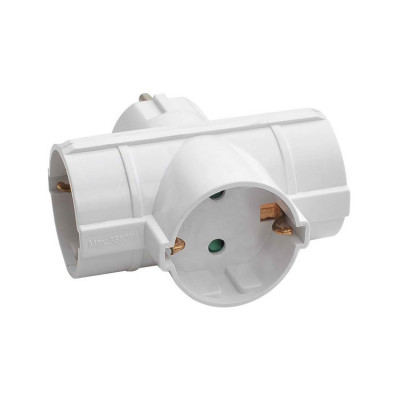 Adaptador/conetor 3 tomadas Schuko laterais Branco 7hSevenOn Tomadas múltiplas 1