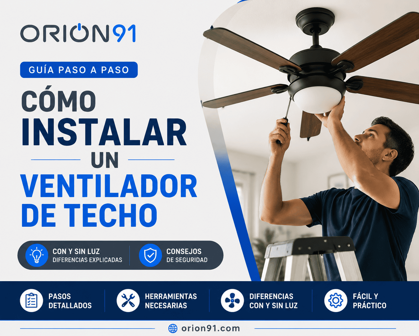 Cómo instalar un ventilador de techo paso a paso 