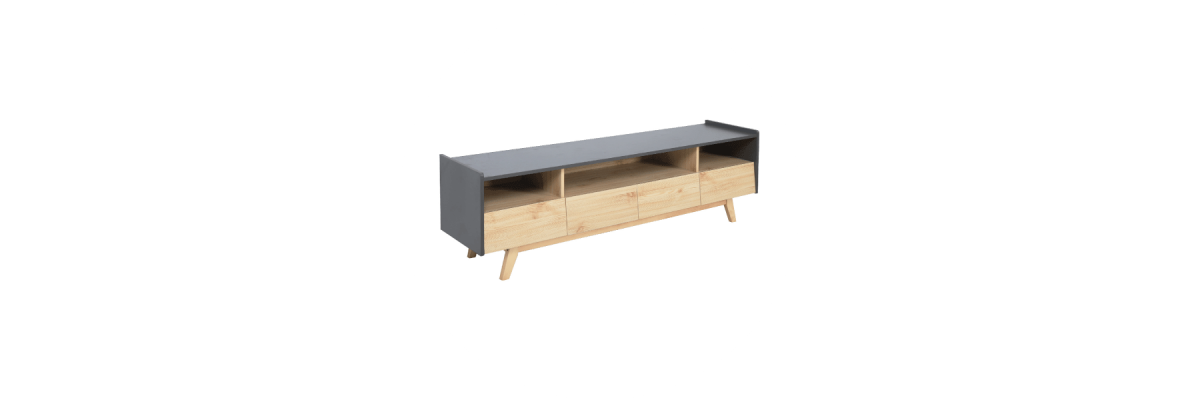 Mueble De Tv De Madera Nórdico | Modelo Denise Gris Thinia Home | Mesa Tv  Para Salón O Comedor | Mueble Bajo Y Largo Para Tv 160x40x50cm | Mesa Para