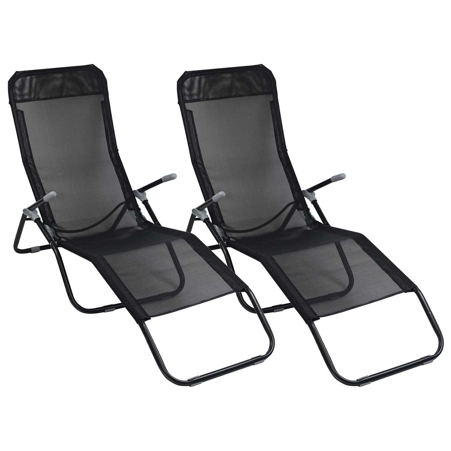 Pack 2 Tumbonas Ajustables 2 Posiciones Textil Negro 7house